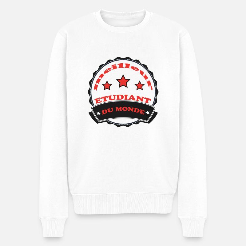 DER BESTE STUDENT DER WELT - Männer Premium Bio Pullover - Weiß