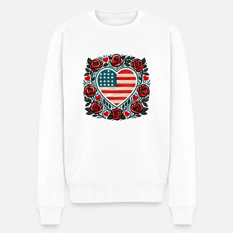 USA-Flagge - Männer Premium Bio Pullover - Weiß