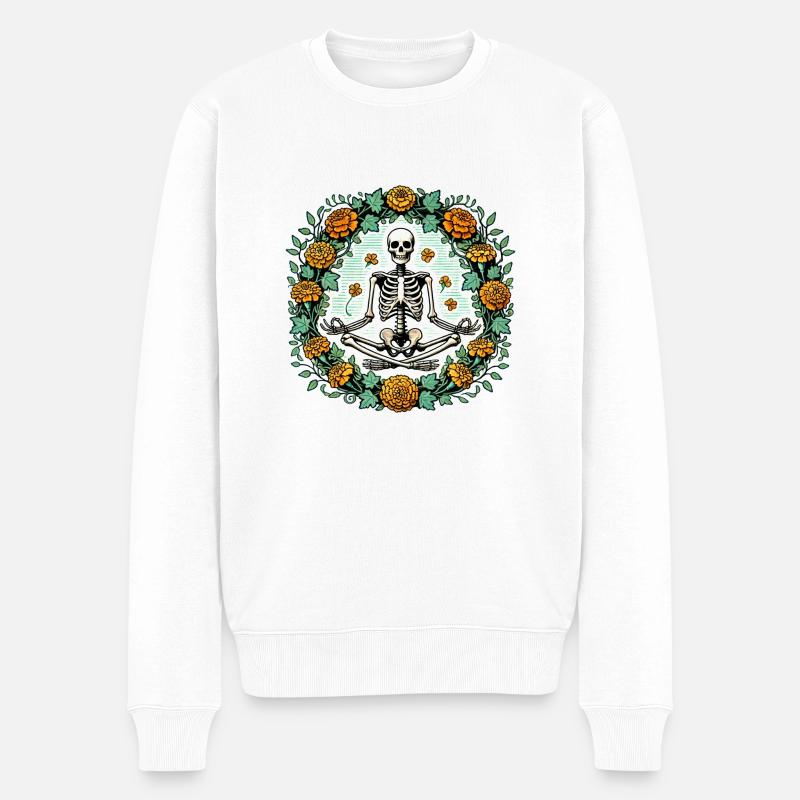 Mode Zen Squelette - Pull Premium bio Homme - blanc
