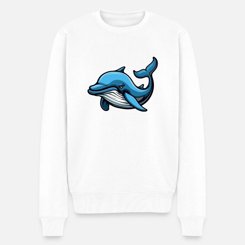 delfin - Økologisk premium-sweatshirt til mænd - hvid