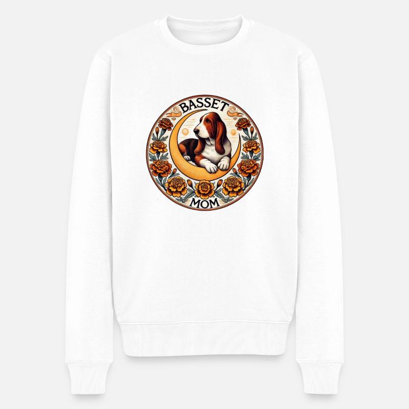 Basset Mama - Männer Premium Bio Pullover - Weiß
