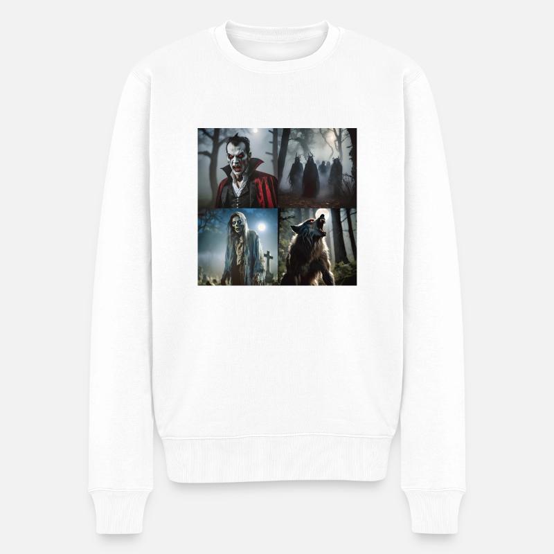 Grusel Halloween - Männer Premium Bio Pullover - Weiß