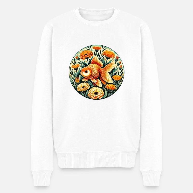 Poisson rouge d’Oranda - Pull Premium bio Homme - blanc