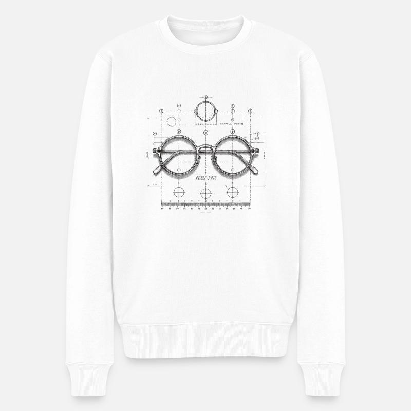 Brille - Männer Premium Bio Pullover - Weiß