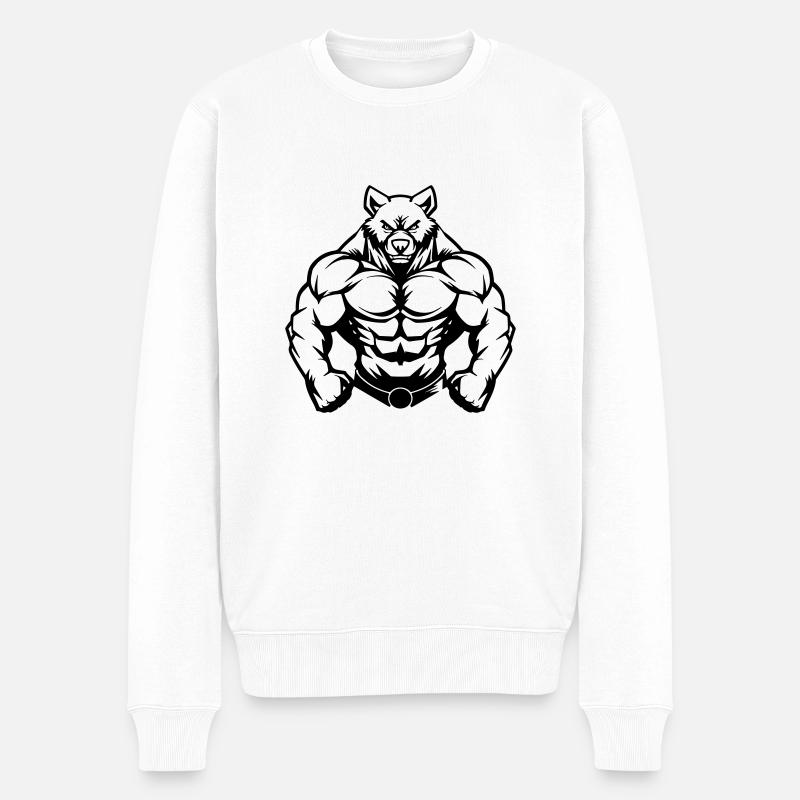 Bär Comic - Männer Premium Bio Pullover - Weiß