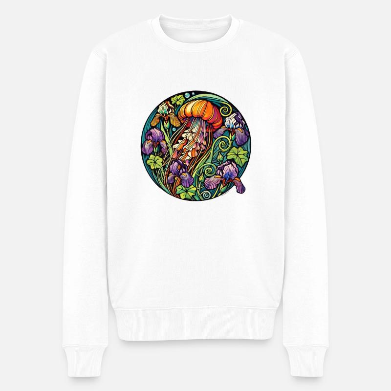 Iris-Qualle - Männer Premium Bio Pullover - Weiß