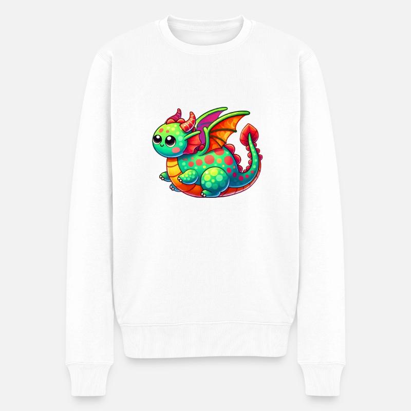 drache comic - Männer Premium Bio Pullover - Weiß