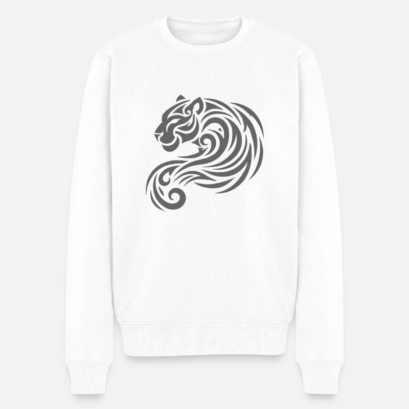 Panther Tribal - Männer Premium Bio Pullover - Weiß