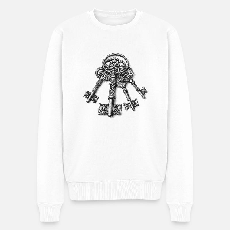 Schlüsselbund - Männer Premium Bio Pullover - Weiß