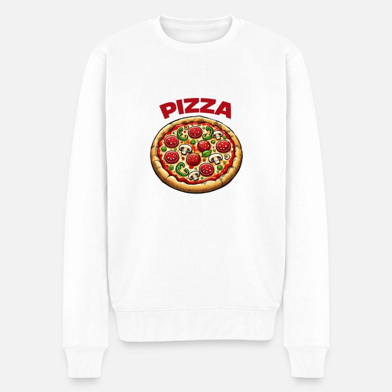 pizza - Männer Premium Bio Pullover - Weiß