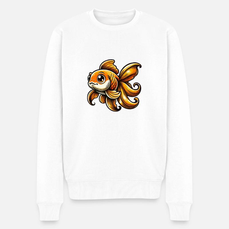 Goldfisch Comic - Männer Premium Bio Pullover - Weiß