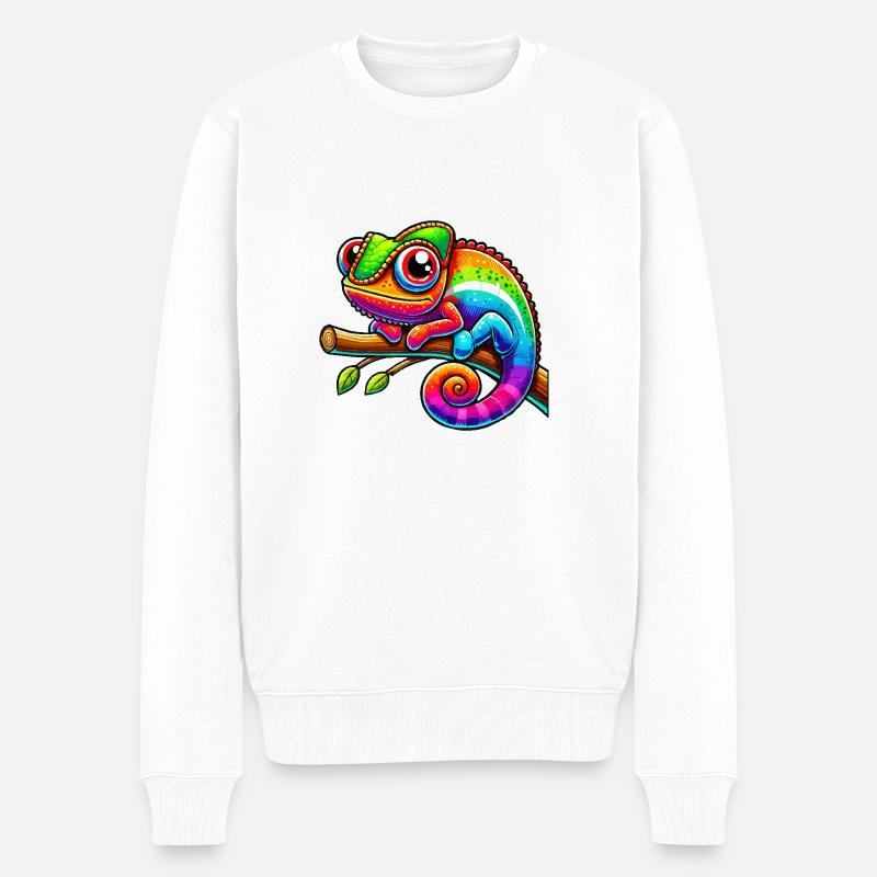 chamäleon comic - Männer Premium Bio Pullover - Weiß