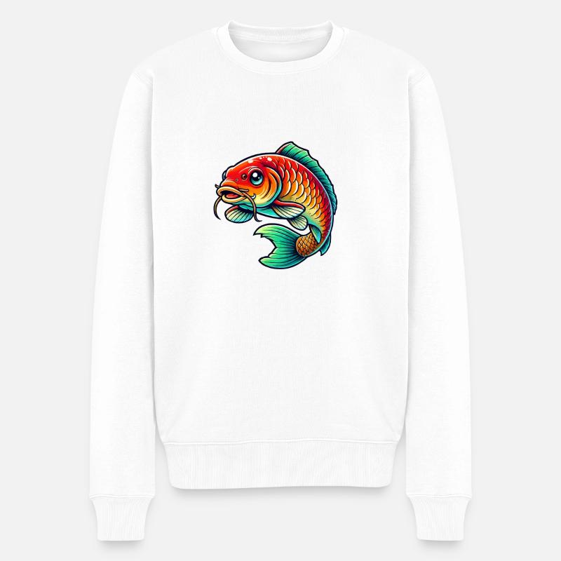 Fisch Karpfen - Männer Premium Bio Pullover - Weiß