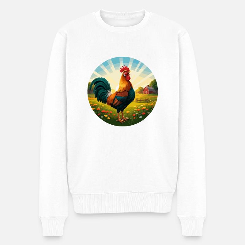 Coq au lever du soleil - Pull Premium bio Homme - blanc