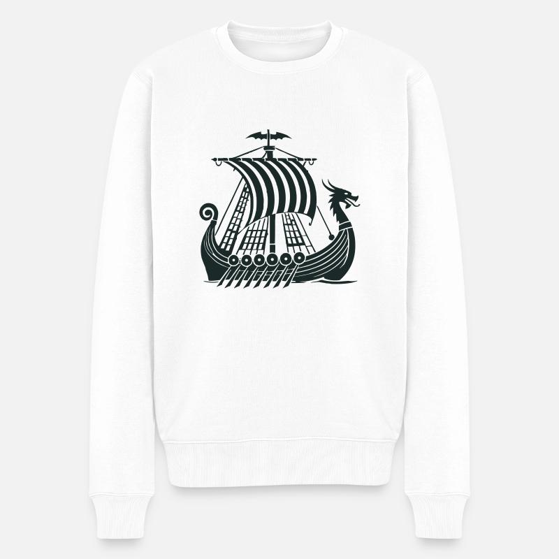 wikinger schiff - Männer Premium Bio Pullover - Weiß