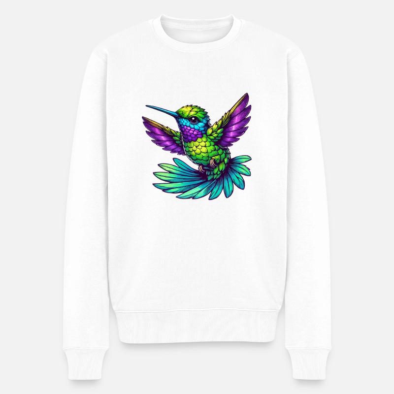 kolibri vogel - Männer Premium Bio Pullover - Weiß