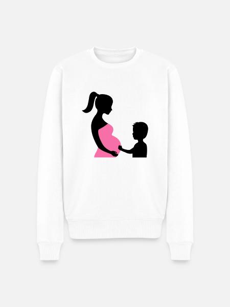 Schwanger mit Sohn - Männer Premium Bio Pullover - Weiß