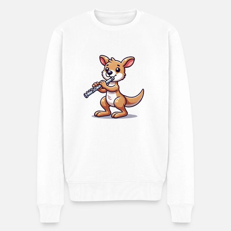 kangeroo flöte - Männer Premium Bio Pullover - Weiß
