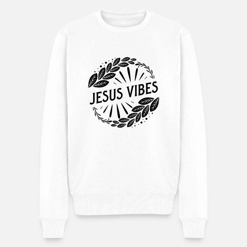 Jesus Vibes - Männer Premium Bio Pullover - Weiß