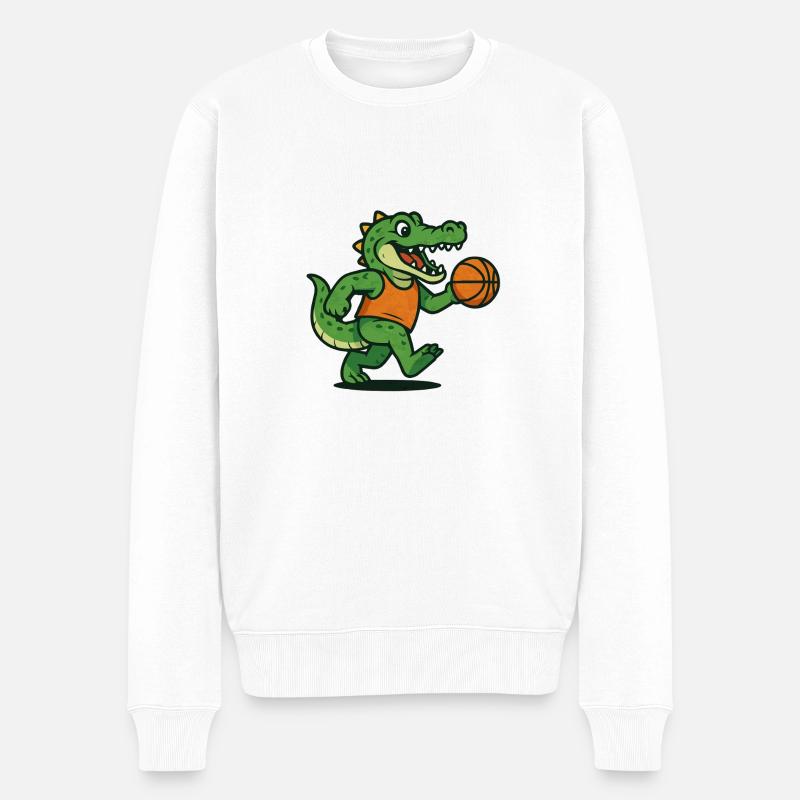 Ballon de basket crocodile - Pull Premium bio Homme - blanc