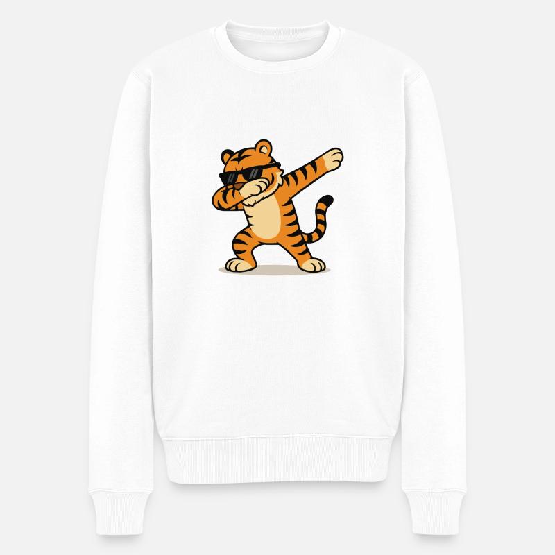 tiger dabbing - Männer Premium Bio Pullover - Weiß