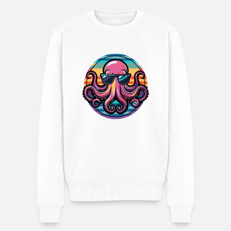Oktopus Cool Comic - Männer Premium Bio Pullover - Weiß