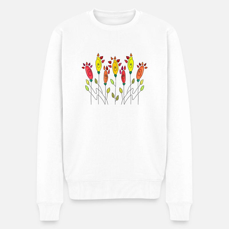 Blumen - Männer Premium Bio Pullover - Weiß