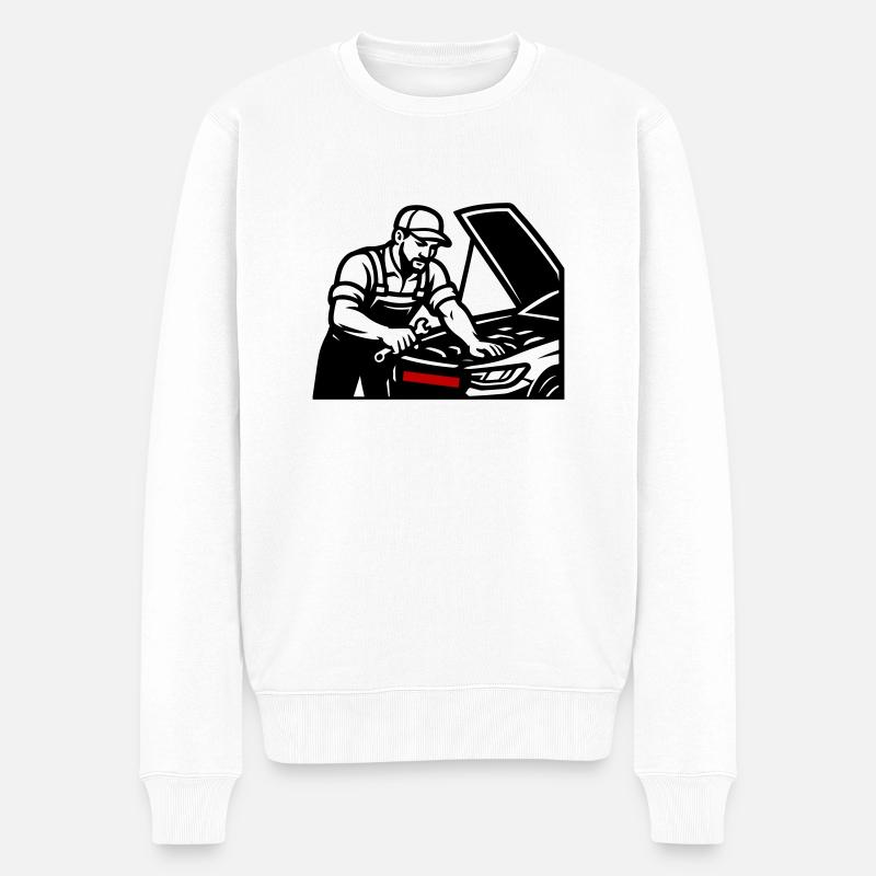 Auto Kfz Mechaniker - Männer Premium Bio Pullover - Weiß
