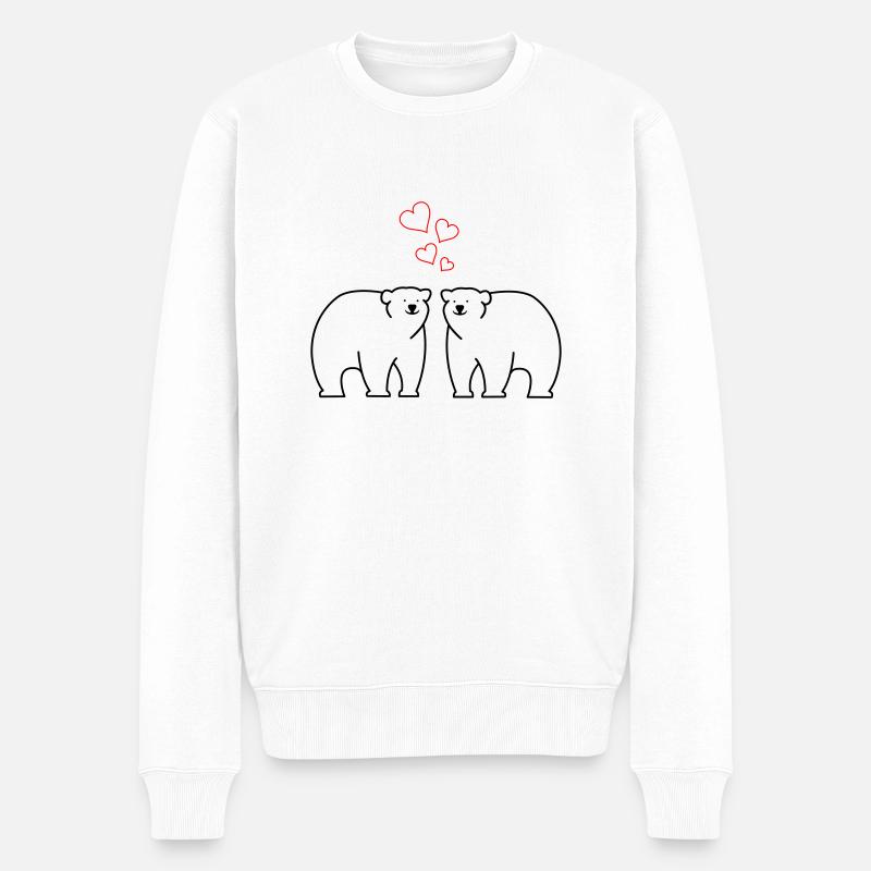 Eisbären verliebt - Männer Premium Bio Pullover - Weiß
