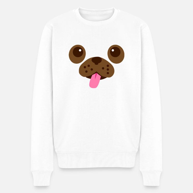Mops-Gesicht - Männer Premium Bio Pullover - Weiß