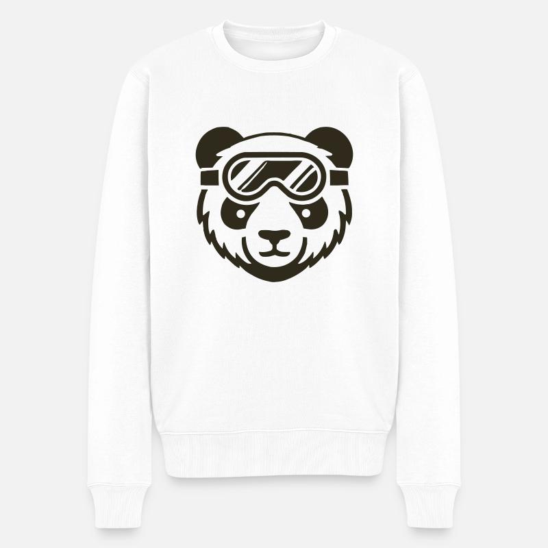 Pandabär Skibrille - Männer Premium Bio Pullover - Weiß