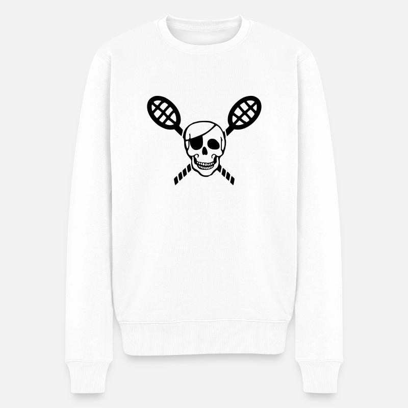 Tennis, Skull, Totenkopf - Männer Premium Bio Pullover - Weiß