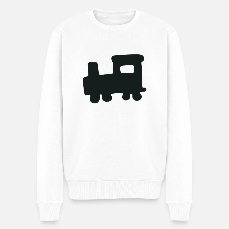 Zug - Lokomotive - Lok - Männer Premium Bio Pullover - Weiß