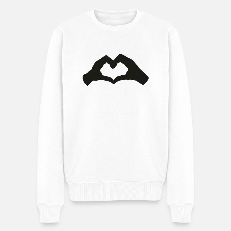 HandHerz2 - Männer Premium Bio Pullover - Weiß