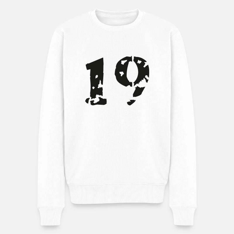 19 - Männer Premium Bio Pullover - Weiß