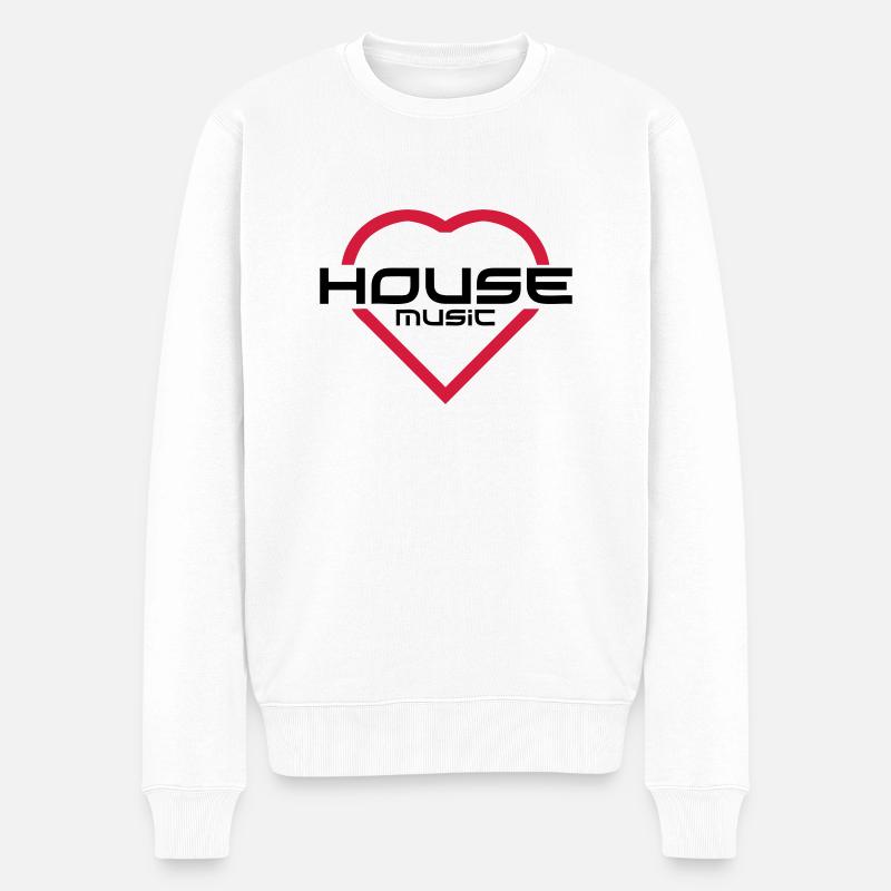 Housemusik - Männer Premium Bio Pullover - Weiß