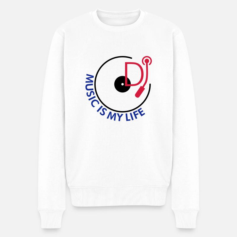 DJ music is my life - Männer Premium Bio Pullover - Weiß