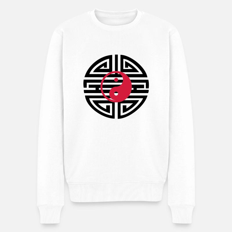 YIN & YANG - Tattoo 05 - Pull Premium bio Homme - blanc