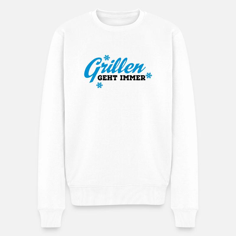 grillen - Männer Premium Bio Pullover - Weiß