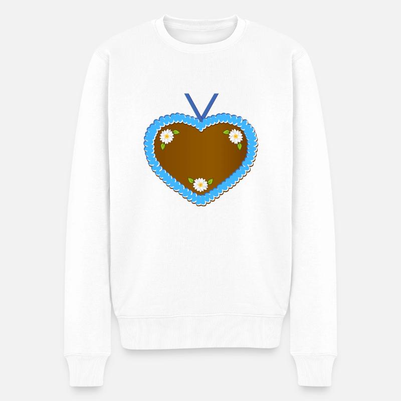 Wiesn Herz Blau - Männer Premium Bio Pullover - Weiß