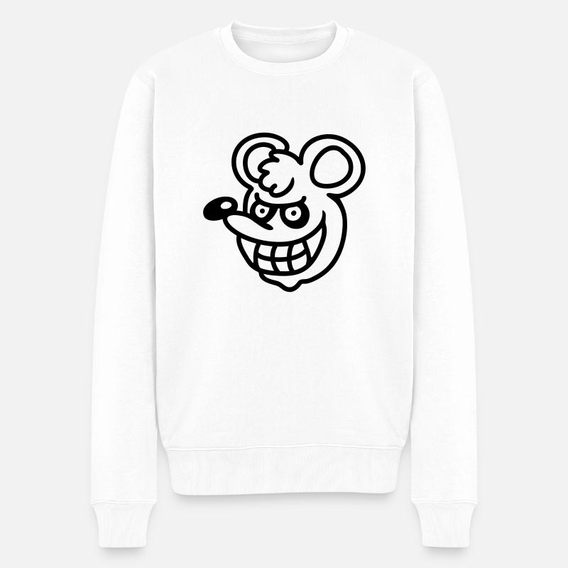 Vampirmaus - line - Männer Premium Bio Pullover - Weiß