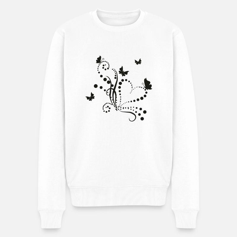 Schmetterlinge - Männer Premium Bio Pullover - Weiß