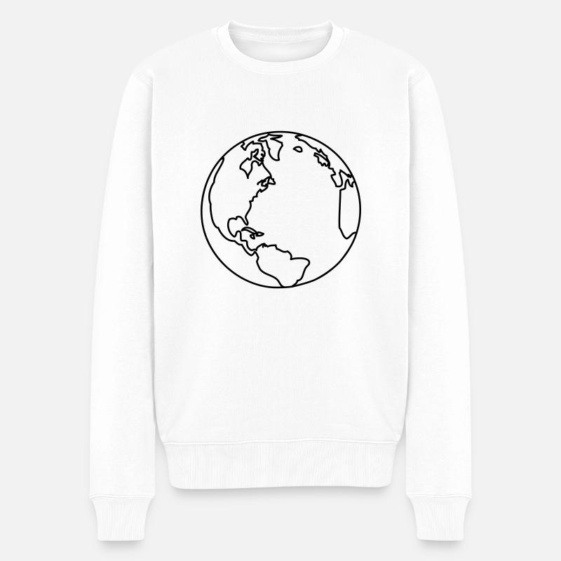 planet_erde_1c - Männer Premium Bio Pullover - Weiß