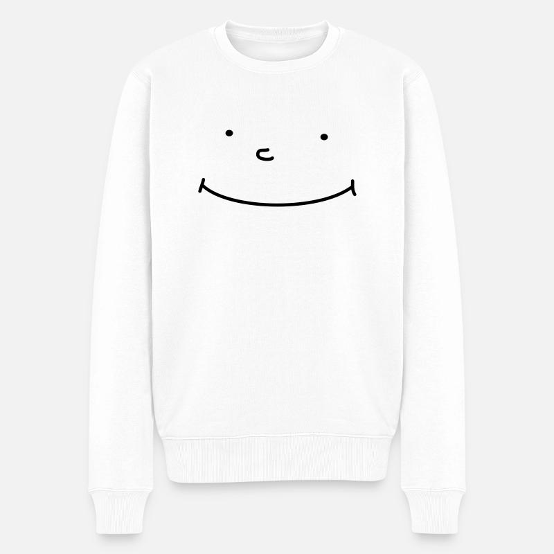 New Smiley - Männer Premium Bio Pullover - Weiß