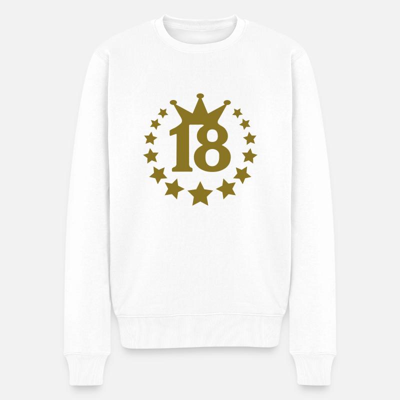 18 real Stern krone - Männer Premium Bio Pullover - Weiß