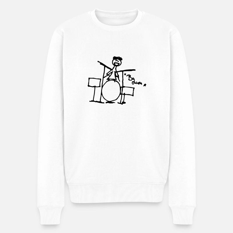 Drummer - BA dum - - Männer Premium Bio Pullover - Weiß