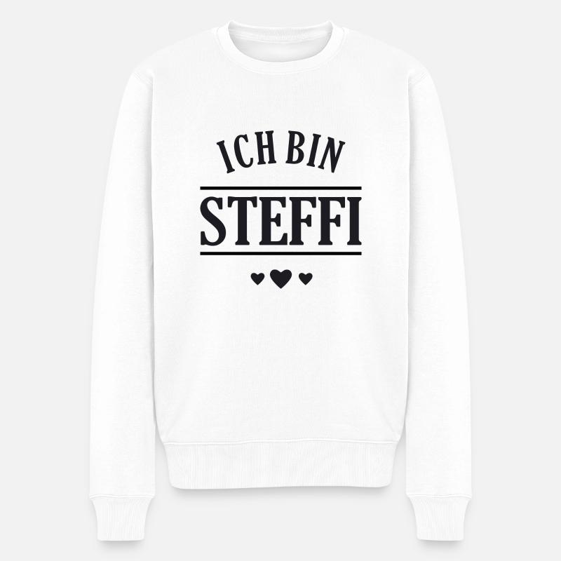 Ich bin Steffi - Männer Premium Bio Pullover - Weiß