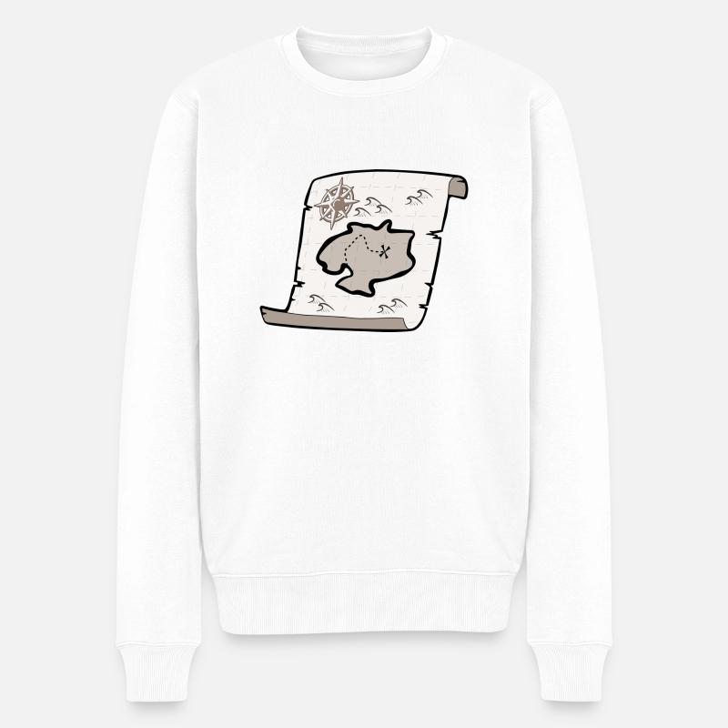 Schatzkarte - Männer Premium Bio Pullover - Weiß