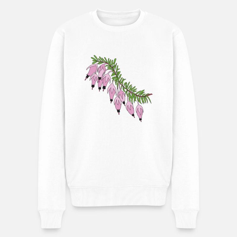 rosa Heidekraut - Männer Premium Bio Pullover - Weiß