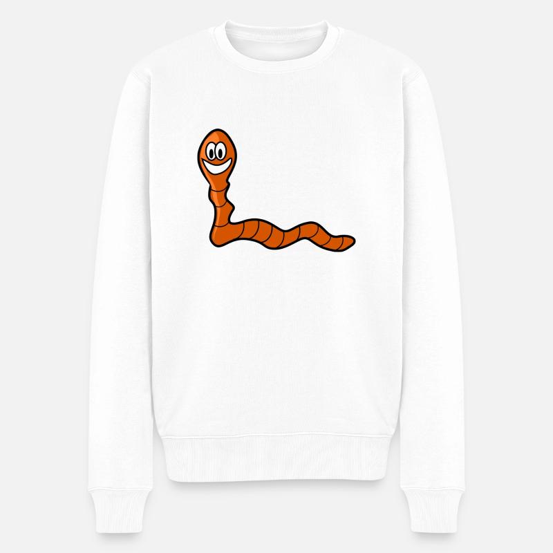 Würmchen - Männer Premium Bio Pullover - Weiß